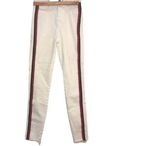 Zara white jeans with/stripes red, black size 2 trafaluc denim collection
